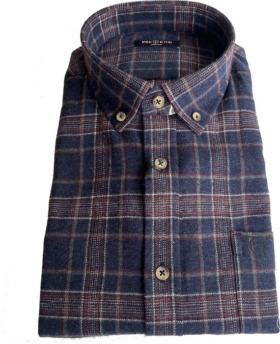 Pre End - Overhemd heren - flanel - blauw - geruit