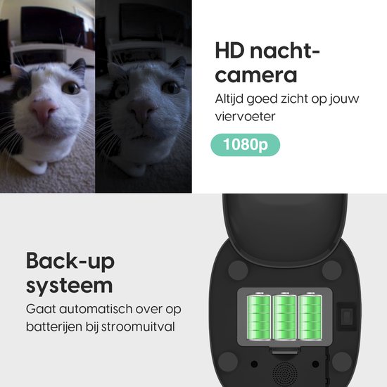 Cellavi Automatische Voerbak Kat en Hond - Voerautomaat kat met Camera - Voerbak Kat & Hond - Hondenbak - 6 liter - Cellavi