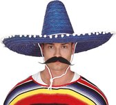 Guirca Mexicaanse Sombrero hoed voor heren - carnaval/verkleed accessoires - blauw - dia 60 cm