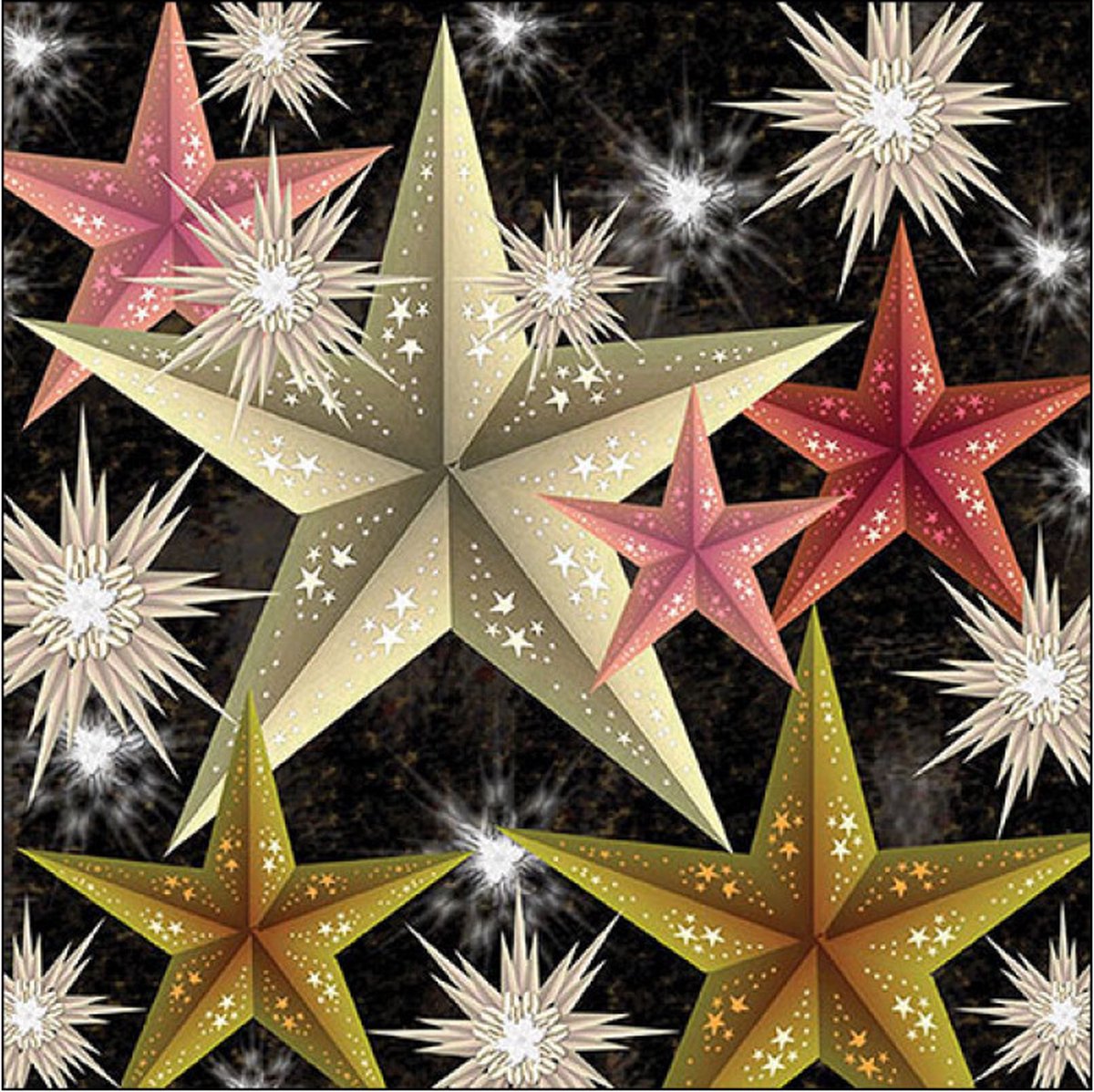 Ambiente kerst thema servetten - 60x st - 33 x 33 cm - kerststerren print