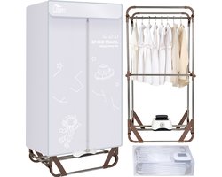 Uten Draagbare elektrische droger JY-01 - 2 lagen droog - Inklapbaar Design - Warmtepompdroger - 1500 W - Timer 0-180 Min - Droogrek met Verwarming - Wasdroger - Tot 10kg wasgoed - Als wasdroger, droogrek en Kledingkast- Hoogte 1.4 M - Grijs