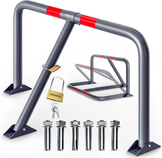 thumbnail: MONZANA Parkeerbeugel Set Van 2 - Neerklapbare Afzetpaal Met Hangslot