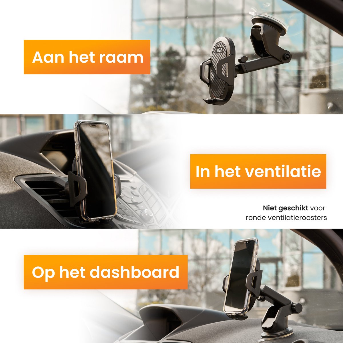 R2B Telefoonhouders Auto Zuignap - Raam/Dashboard/Ventilatie - Telefoonhouder Auto - Gsm Houder Auto - Autohouder - Mobiel Houder Auto - Telefoon Houder - Auto Telefoonhouder - Phone Holder Car – foto 8