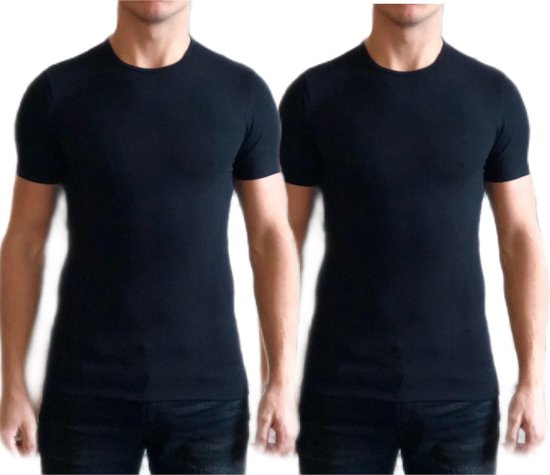 Dice mannen T-shirt 2-stuks ronde hals zwart maat S