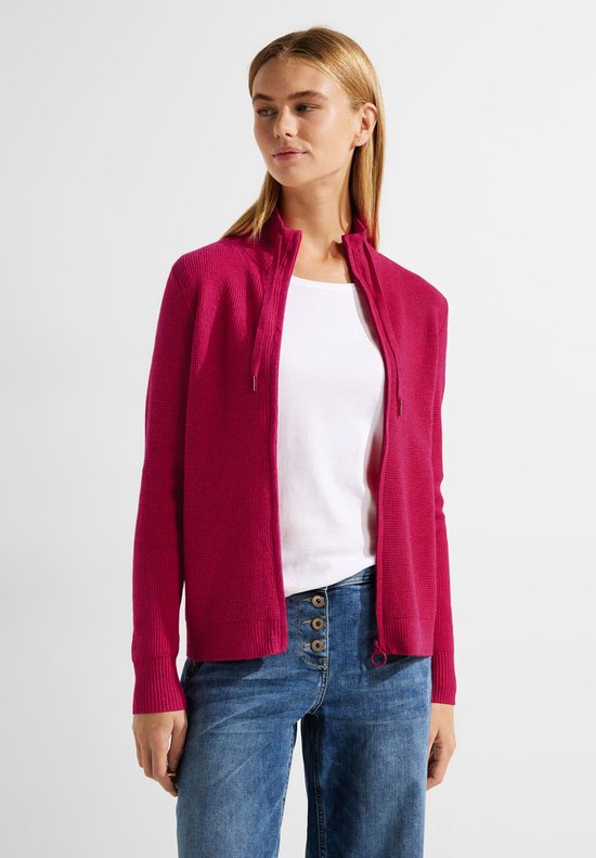Cosy cardigan met rits voor dames in Pink
