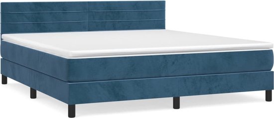 vidaXL-Boxspring-met-matras-fluweel-donkerblauw-180x200-cm