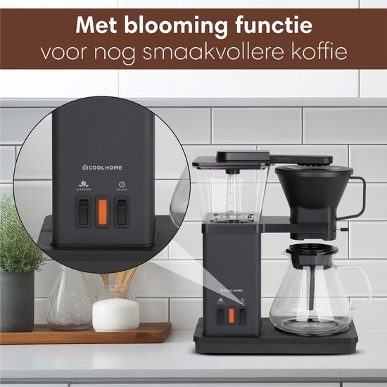 CoolHome Masterbrew Koffiezetapparaat - Koffiezetapparaat Filterkoffie - Met Blooming Functie - Zwart