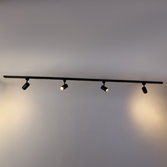 QAZQA yade - Moderne Spot railsysteem verlichting, railverlichting geschikt voor led - 4 lichts - L 210 cm - Zwart - Woonkamer | Slaapkamer | Keuken - QAZQA
