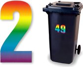 Huisnummer kliko sticker - Nummer 2 - Regenboog - container sticker - afvalbak nummer - vuilnisbak - brievenbus - CoverArt
