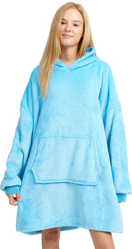 Couverture à capuche - Adje® - Blauw clair - Extra Groot - Sweat à capuche - Couverture - Couverture polaire avec manches - Sweat à capuche Snuggle