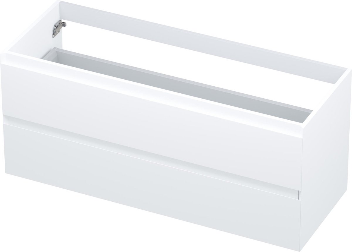 INK® wastafelonderkast 2 laden greeploos gelakt 120x45x52cm, mat wit