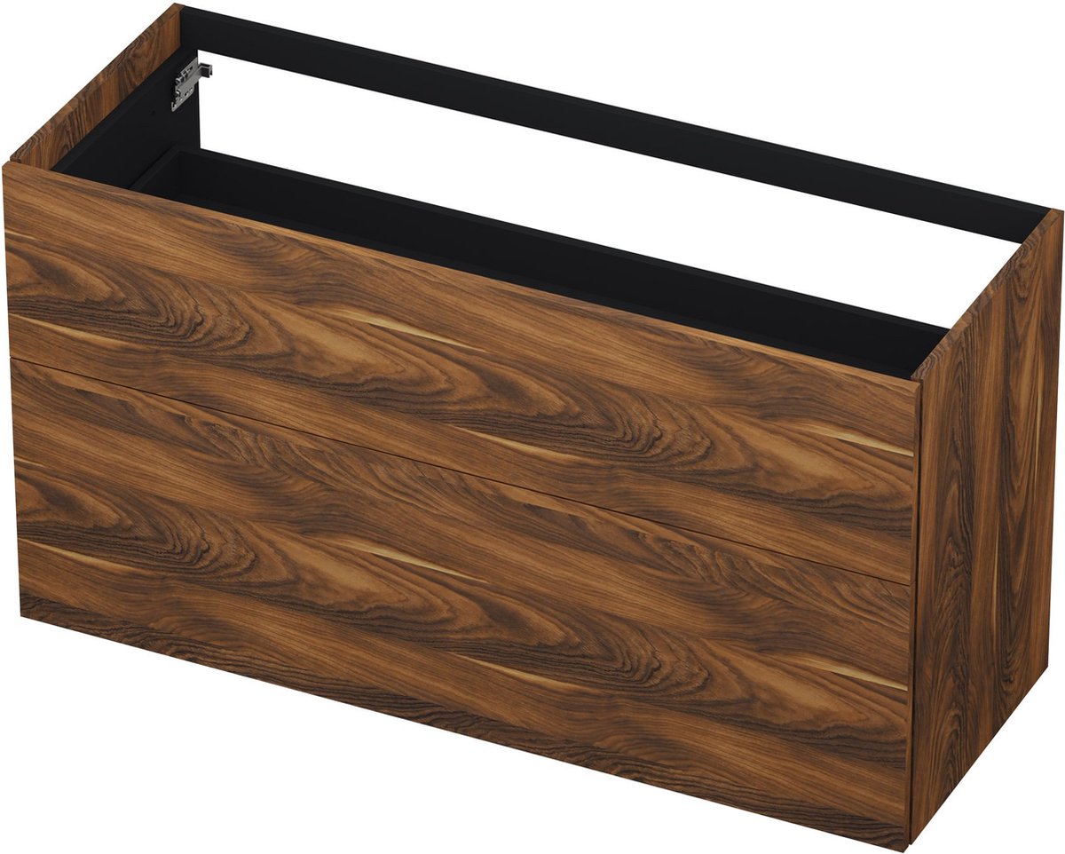 INK® wastafelonderkast 2 laden greeploos push to open hout decor 120x45x65cm, noten