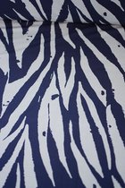 French terry crème met paars-blauwe zebraprint 1 meter - modestoffen voor naaien - stoffen