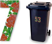 Huisnummer kliko sticker - Nummer 7 - Rozen - container sticker - afvalbak nummer - vuilnisbak - brievenbus - CoverArt