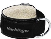 Harbinger Enkelband met Schapenvacht - Ankle Cuff - Comfortabele Enkel Strap voor Beenspiertraining - Verstelbaar - Zwart - Geschikt voor Kabelmachines