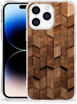 Stevig Telefoonhoesje geschikt voor Apple iPhone 14 Pro Max Wooden Cubes