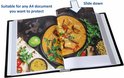 Open A4 showmap met een recept van curry. Een pijl wijst naar 'Slide down'.
