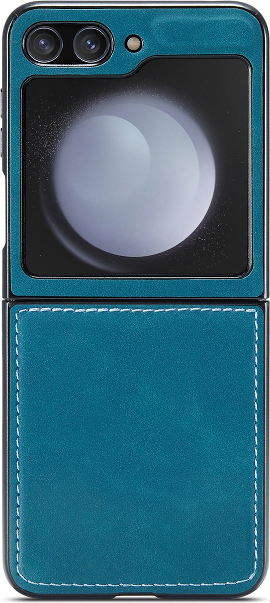 Hoesje geschikt voor Samsung Galaxy Z Flip 5 - Back Case Leer Slimline Blauw