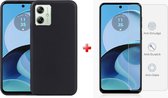Silicone gel zwart hoesje back cover Motorola Moto G54 met glas screenprotector
