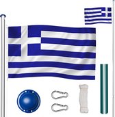 Vlaggenmast in hoogte verstelbaar - aluminium - incl. vlag Griekenland - max. hoogte 565cm - 402857