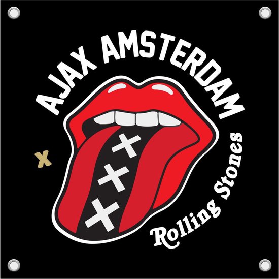 Ajax Tuinposter - Rolling Stones - Voetbal - Tuinposter - Poster - Tuindecoratie - 100x100cm - Voorzien Van Ophangogen