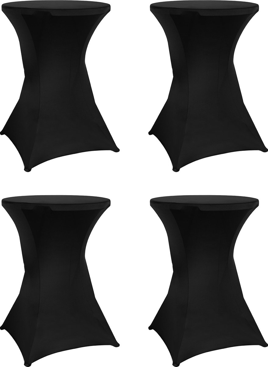 Statafelrok set - 4 stuks - ∅80-85 x 110cm - Statafelhoes - Wasbaar en Elastisch - Zwart - saaf