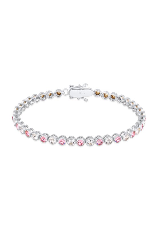 Elli PREMIUM Dames Armband Dames Tennis Fonkelende Trend met Kristallen Roze in 925 Sterling Zilver