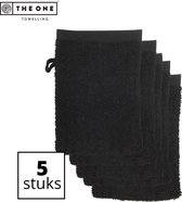 The One Towelling Washandjes - 16 x 21 cm - 5 Stuks - Washanden - Voordeelverpakking - 100% Katoen - Zwart