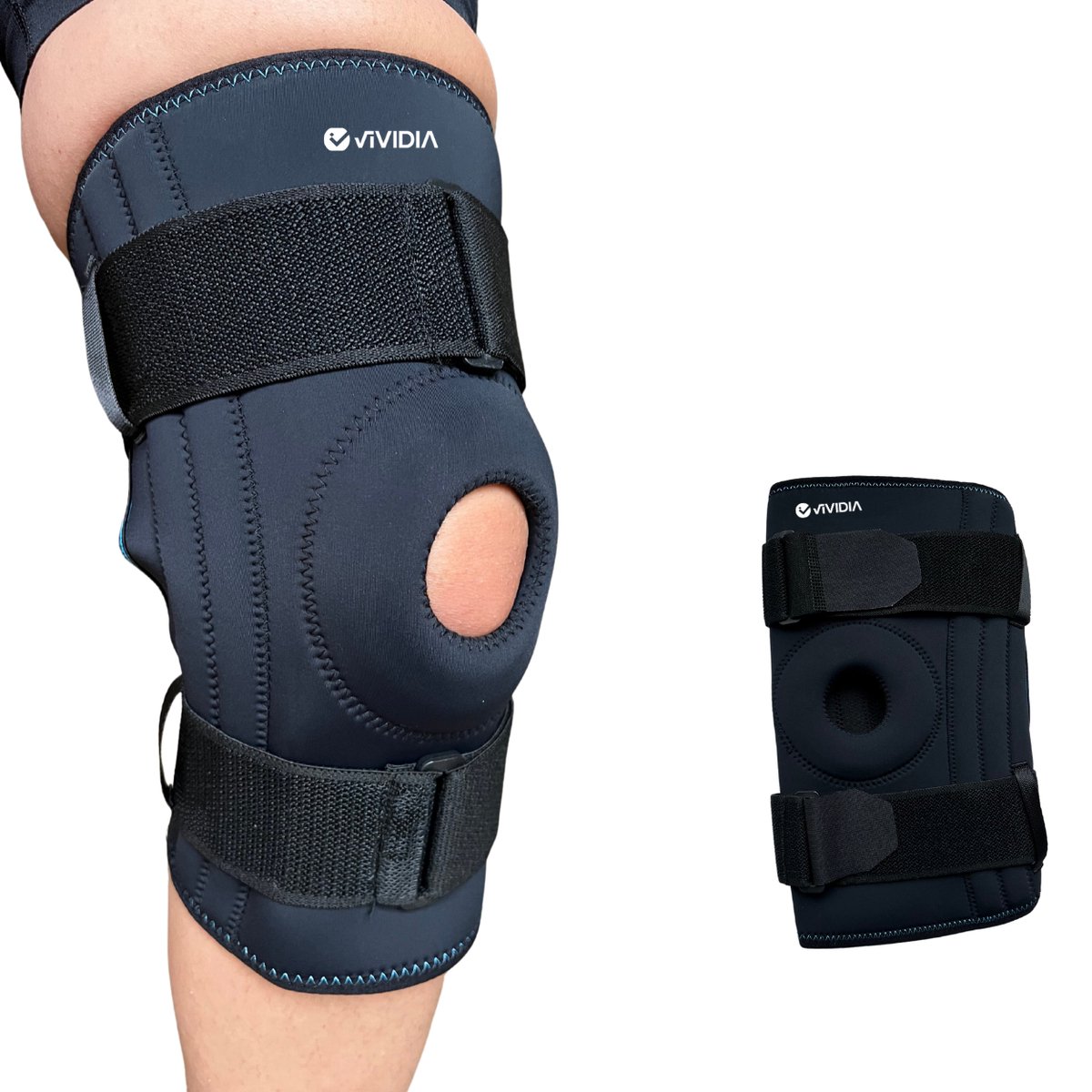 VIVIDIA Kniebrace met Baleinen - Comfortabele Knieondersteuning - Elastische Kneebrace met Spalkje - Maat XL