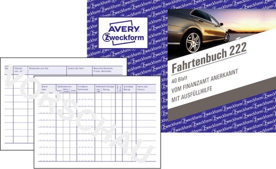 Avery-Zweckform 222 DIN A6 liggend Ritregistratieboek Aantal paginas: 40 Wit 40 vellen