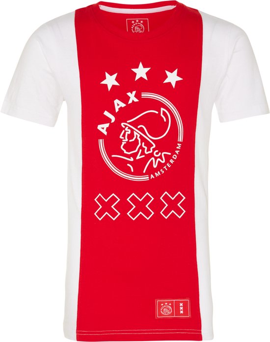 Ajax-t-shirt wit/rood/wit logo kruizen 164