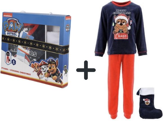 Nickelodeon - Paw Patrol - Cadeauset pyjama Paw Patrol met kerstsok (Velours) - maat 110