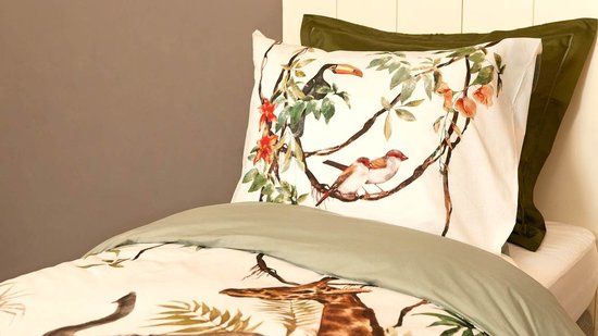 Snoozing Kya Dekbedovertrek - Eenpersoons - 140x200/220 cm - Groen van Merkloos — afbeelding 4