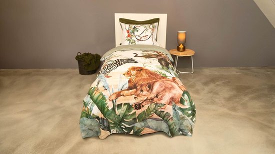 Snoozing Kya Dekbedovertrek - Eenpersoons - 140x200/220 cm - Groen van Merkloos — afbeelding 3