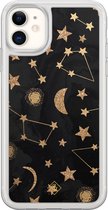 Casimoda® hoesje - Geschikt voor iPhone 11 - Counting The Stars - 2-in-1 case - Schokbestendig - Sterren - Verhoogde randen - Goudkleurig, Transparant