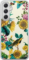 Casimoda® hoesje - Geschikt voor Samsung Galaxy A54 - Zonnebloemen / Bloemen - 2-in-1 case - Schokbestendig - Bloemen - Verhoogde randen - Geel, Transparant