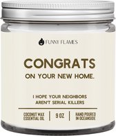 Congrats On Your New Home - Geurkaars - Grappige tekst - 80 uur brandtijd