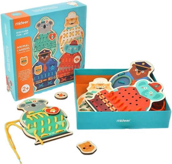 Creatief Rijgspel - Montessori spel - Vanaf 2 jaar - Houten speelgoed - Educatief - Spelend Leren