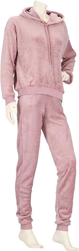 Huispak Dames Effen Oud Roze Fleece - Loungewear - Maat L/XL
