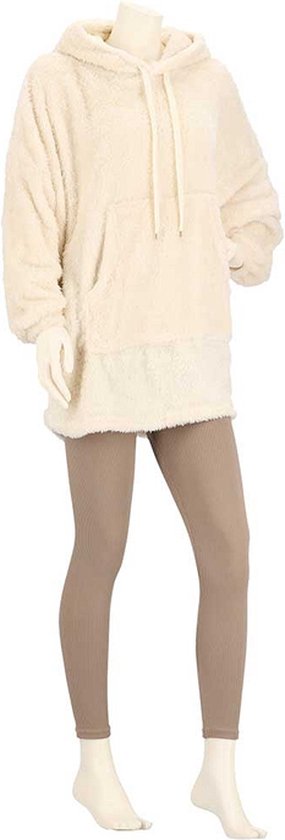 Apollo Huggle Hoodie Dames Effen - Licht Beige - Fleece - One Size - Hoodie deken