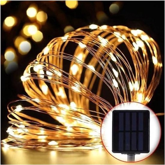 Solar tuinverlichting, Lichtsnoer op zonne-energie, Decoratie Zonne-energie verlichting, LED Solar String licht ,100 led solar lampen, wit, 10 meter.