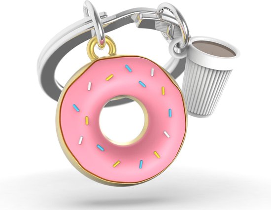 Porte-clés Metalmorphose Donut avec tasse à café