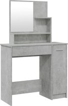 vidaXL - Kaptafel - met - spiegel - 86,5x35x136 - cm - betongrijs