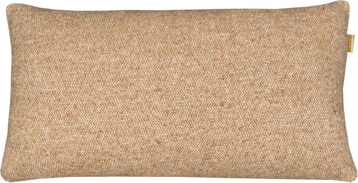Camel beige double faced recycled wool rectangle cushion