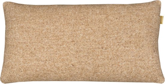 Camel beige double faced recycled wool rectangle cushion