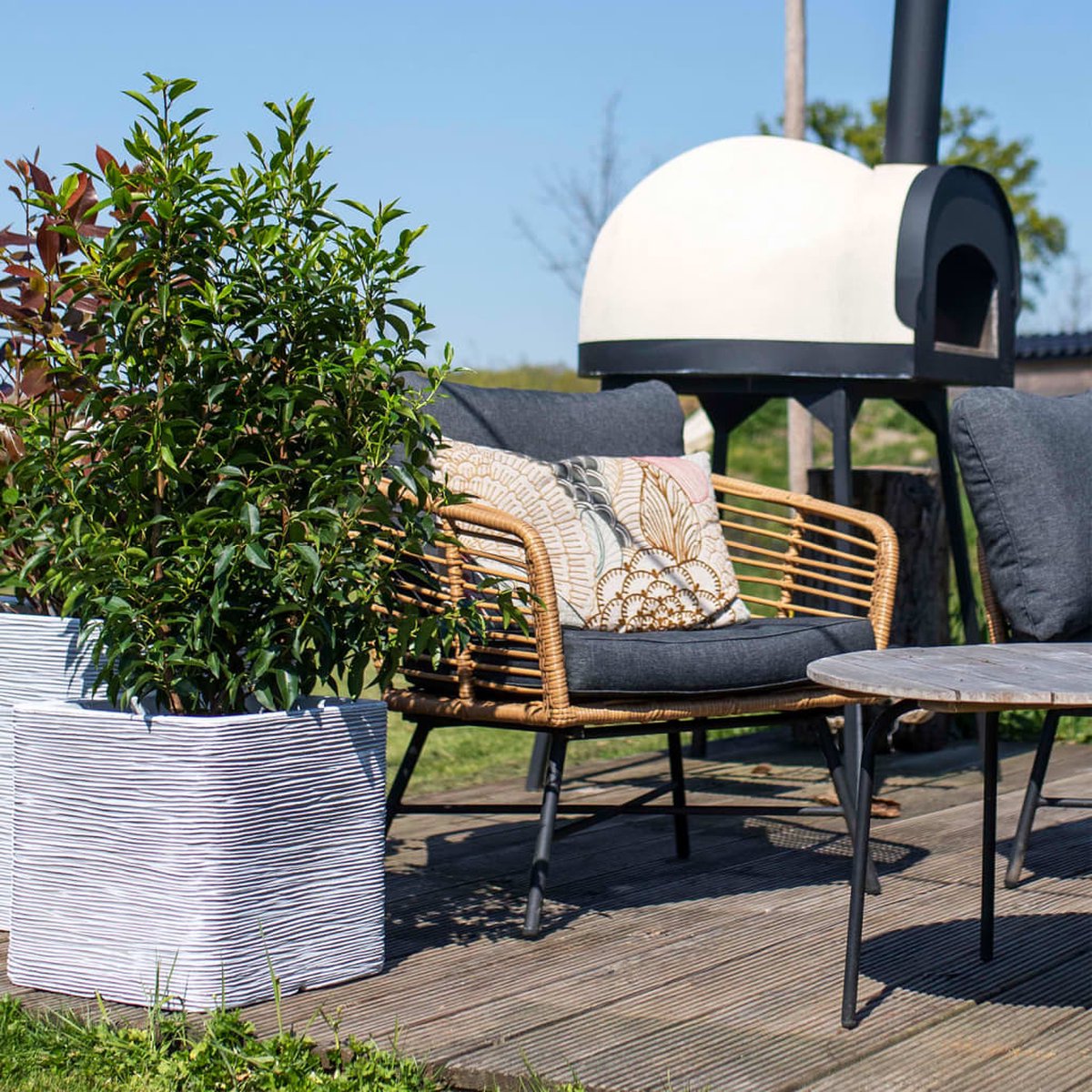 Capi Europe Pot de fleurs carré Rib NL - 40x40 - Ivoire