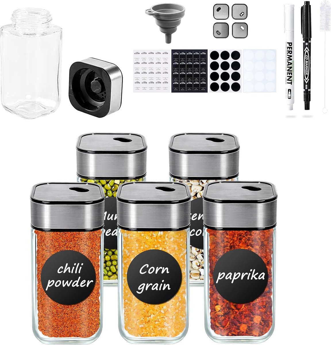 Vierkante Draaibare Kruidenpotjes Set, 360° Draaibaar 3-Kaliber, 24