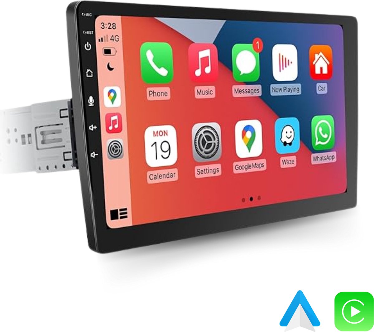 Autoradio Boscer® 1Din, Apple Carplay et Android Auto, Écran pliant  automatique HD