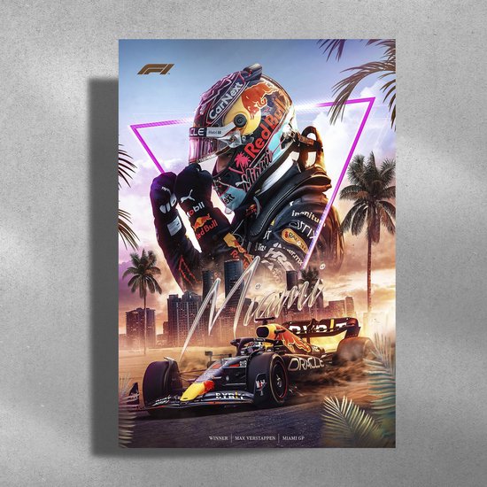 Max Verstappen - Metalen Poster 40x60cm - Winner Miami - Formule 1