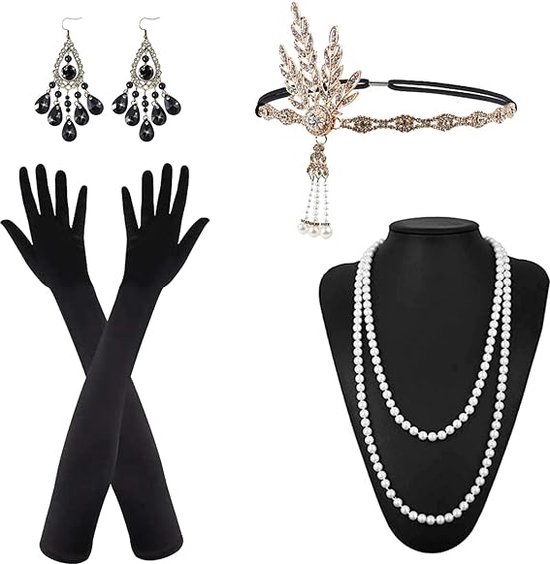 DASIAUTOEM Accessoires de costume des années 1920, accessoires Gatsby 9  pièces pour femme années 20, ensemble d'accessoires rétro pour Noël, Nouvel  An, fête des années 20, accessoires de bal, événement réutilisable 